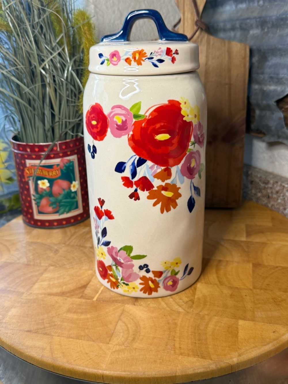 Paris Floral Canister With Lid| Home Essentials | Cottage Kitchen Canister